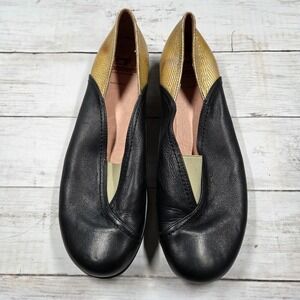 Wonders Ballet Flat Women 40(9) Black Gold A 6960 Leather Made in Spain Metallic